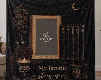 Custom Photo Blanket, Personalized Couple Gift, Romantic Book Lover Blanket, My Favorite Story Is Us, Anniversary Gift, Valentines Gift