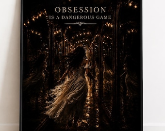 Dark Romance Wall Art, Gothic Mirror Maze Poster, Moody Carnival Print, Bookish Bedroom Decor, Romantic Book Lover Gift, Book Nook Poster