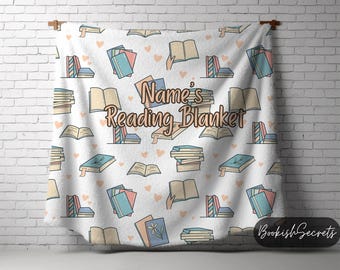 Personalized Reading Blanket, Book Soft Cozy Sherpa Fleece Throw Blankets, Custom Gift for Book Lover, Bookclub Gifts, Home Decor, book