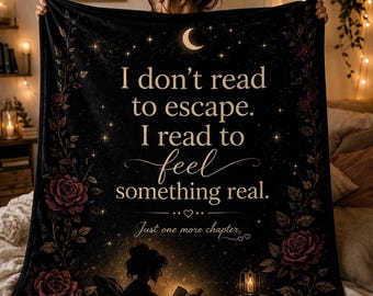 Manta para amantes de los libros, No leo para escapar, leo para sentir algo real, Regalo para lectores, Manta acogedora para leer, Manta con estética Dark Academia