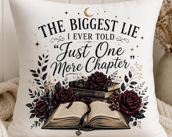 Just One More Chapter Pillow Cover | Book Lover Gift | Reading Nook Decor | Bookish Pillow | Reader Gift | Bookworm Home Decor