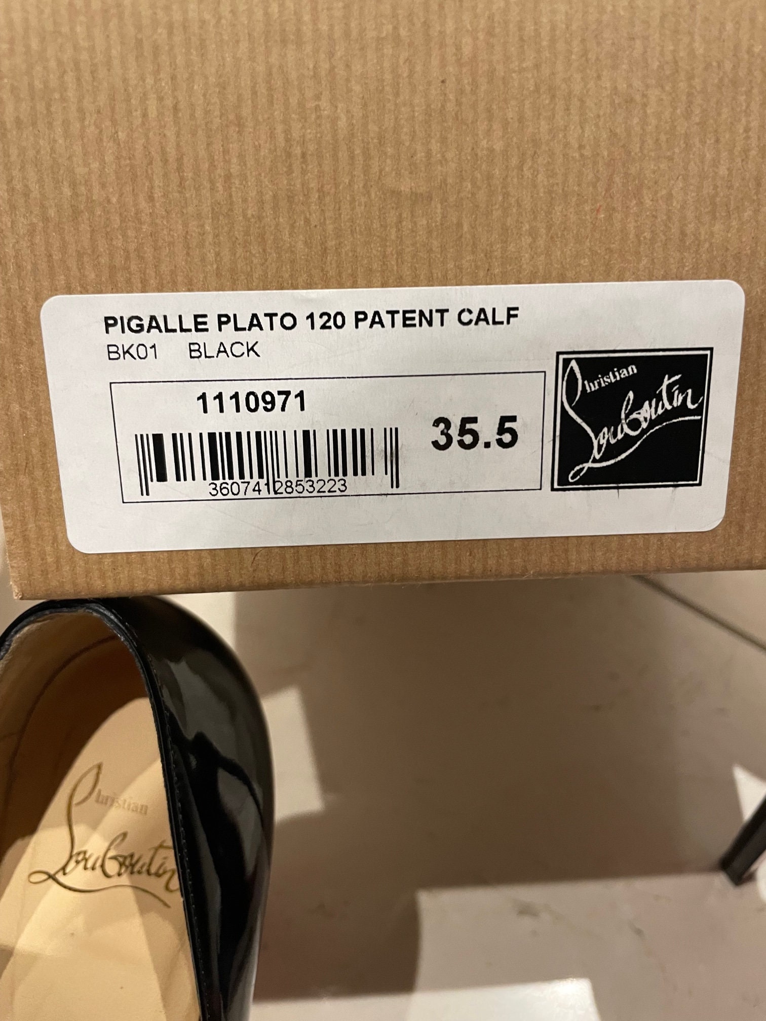 Louboutin - Pigalle Plato 120mm Patent Calf Black, Size Louboutin - Pigalle Plato 120mm Patent Calf Black, Size