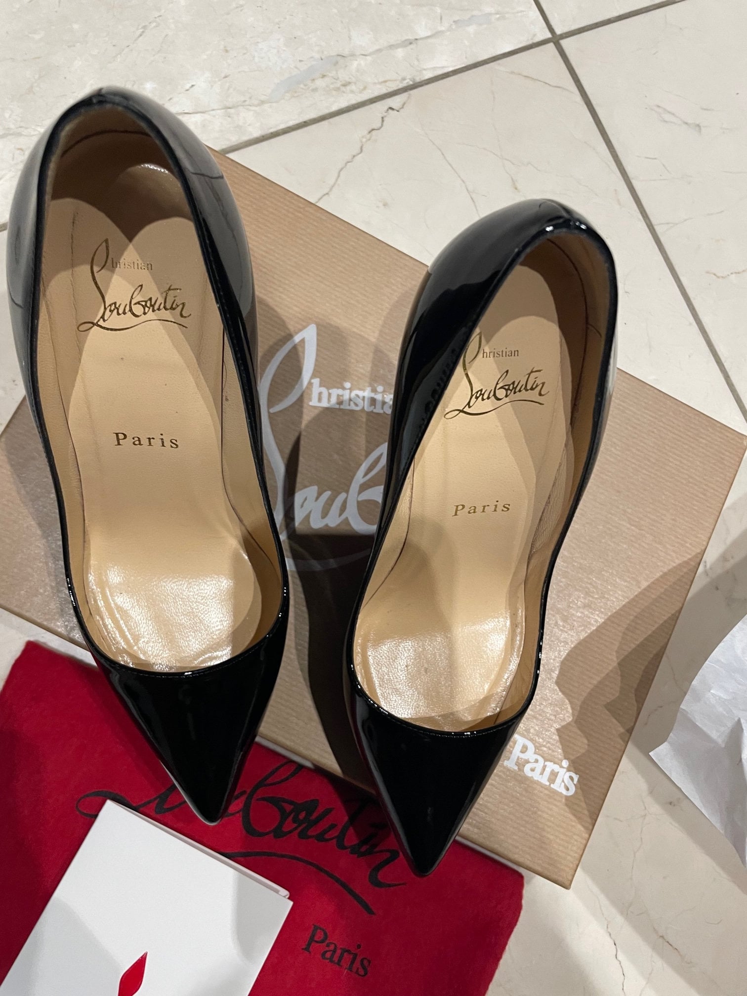 Louboutin - Pigalle Plato 120mm Patent Calf Black, Size Louboutin - Pigalle Plato 120mm Patent Calf Black, Size