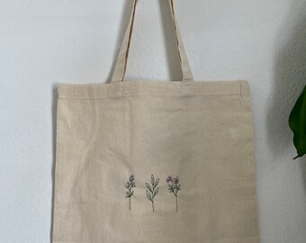 WildFlower embroidered tote bag / embroidered tote