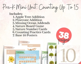 Pre-K Mini Unit, Counting Up To 15, Counting Practice, Pre-K Math, Addition and Subtraction, Math Counting Game, Printable Board Game