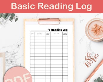 Basic Reading Log, Printable PDF, Printable Logs, Learning Resources, Homeschool Resources, School Printables