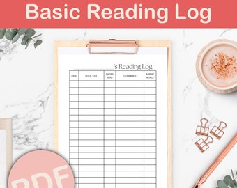 Basic Reading Log, Printable PDF, Printable Logs, Learning Resources, Homeschool Resources, School Printables