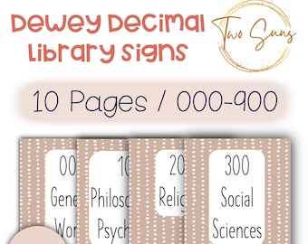 Dewey Decimal System Posters, Classroom Posters, Learning Resources, Homeschool Resources, School Printables