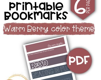 Printable Bookmarks, PDF Print Out, Book Lovers Gift, School Supplies, Printable Gifts, PDF Download, Digital Download