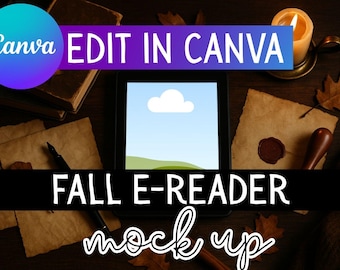 Fall Themed Tablet eReader Mockup: Canva Drag-and-Drop Mock (Digital Download)