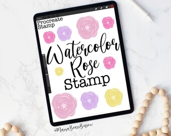 Watercolor Rose Stamp, Procreate Brush, Procreate Accessories, iPad Art, Graphic Design, Digital Art, Graphic Arts