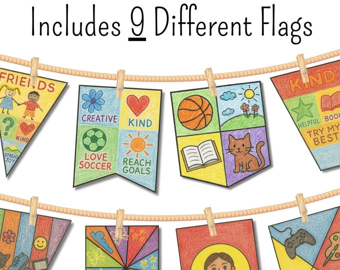 Featured listing image: My Flag SEL Project | 9 Printable Identity Flag Templates | All About Me Activity for Kids | Social Emotional Learning Activity