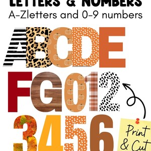 Fall Print and Cut Outlined Capital Letters & Numbers, Bulletin Board Decorations