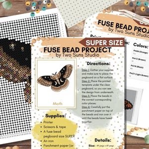 Moth Fuse Bead Template: SUPER Size Perler Bead Pattern (Digital Download)