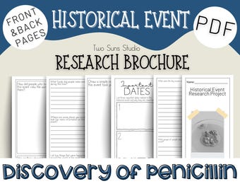 The Discovery of Penicillin Historical Event Research Brochure, History Research Project for Middle School Grades 6-8 or Homeschool