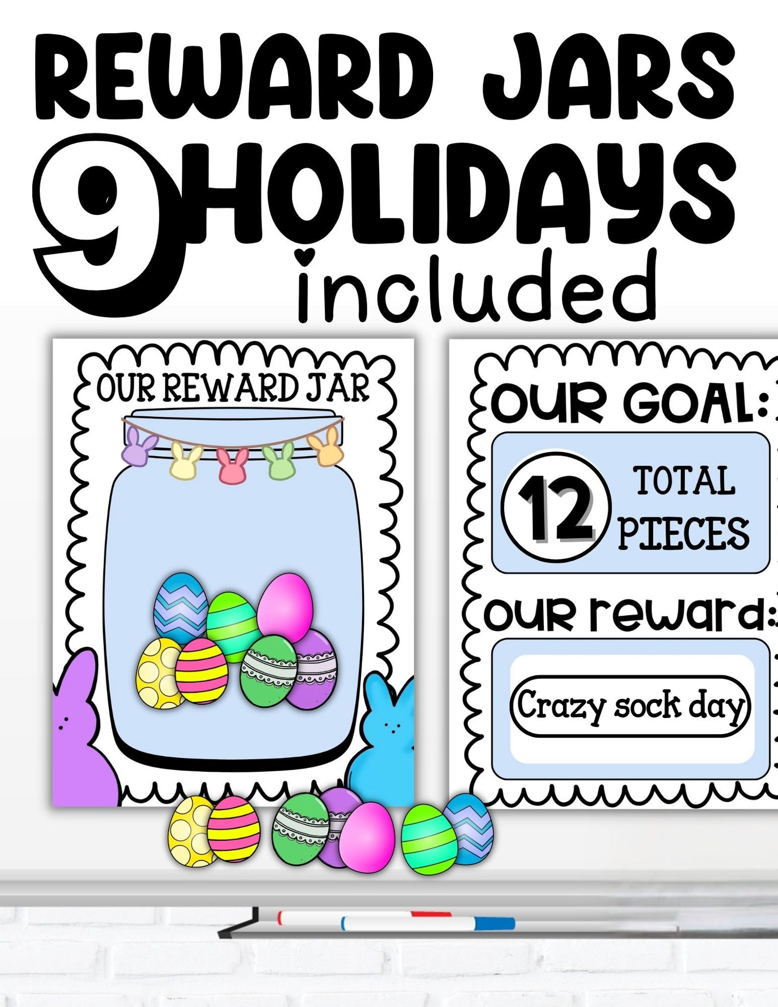 9 Holidays Reward Jar: Classroom Incentive Decor (digital Download) - Etsy