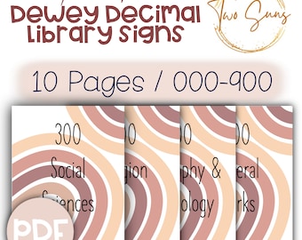 Dewey Decimal System Posters, Printable PDF, Classroom Posters, Library Posters, Learning Resources, Homeschool Resources, School Printables