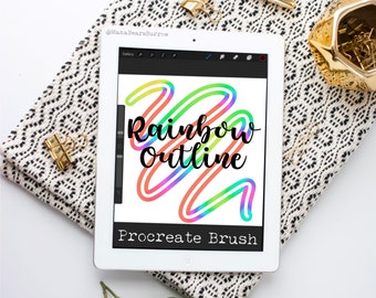 Rainbow Outline Brush, Procreate Brush, Procreate Accessories, iPad Art, Graphic Design, Digital Art, Graphic Arts