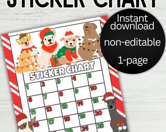 December Dogs Christmas Reward Chart, SEL Learning & Motivation for Kids