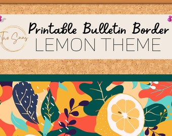 Lemon Theme Bulletin Border, Printable Bulletin Board Border | Digital Classroom Decor | 8.5x11” PDF | Teacher Bulletin Trim