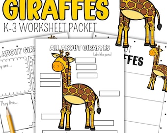 All About Giraffes | Animal Research Worksheets & Labeling | Life Science for K–3