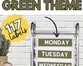 117 Green Rolling Cart Labels for Classrooms & Blank Labels to Customize, Classroom Organization and Labels
