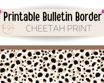 Cheetah Print Spring Summer Theme Bulletin Border, Bulletin Board Border, Printable Classroom Decorations, PDF Format