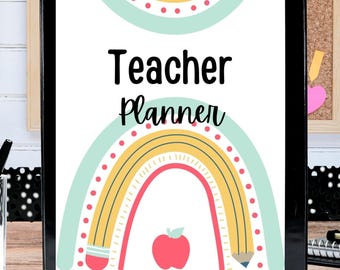 Undated Teacher Planner | 152 Printable & Digital Pages | Lesson Plans, Goals, Notes, Contacts, Monthly Overviews | GoodNotes or Binder Use