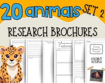 Bundle of 20 Animal Research Projects for Upper Elementary Grades, Includes Blank Template to Customize,