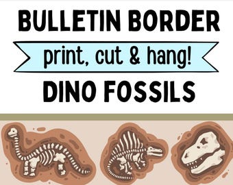Dino Fossil Print Spring Summer Theme Bulletin Border, Bulletin Board Border, Printable Classroom Decorations, Printable Bulletin Border