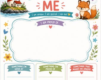 Things I Like About Me SEL Social Emotional Learning Worksheet for Elementary School Kids, Therapy and Counseling