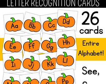 Pumpkin Alphabet Flash Cards | Uppercase and Lowercase Letters | ABC Phonics Learning Printable | Preschool & Kindergarten