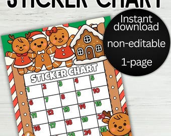 Gingerbread Christmas Reward Chart, SEL Learning & Motivation for Kids