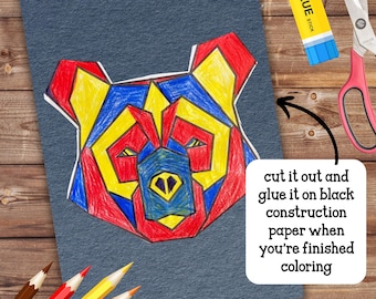 Primary & Complementary Geometric Animals, Color Activity Worksheets, Elementary Grade Activities, Homeschool Resources