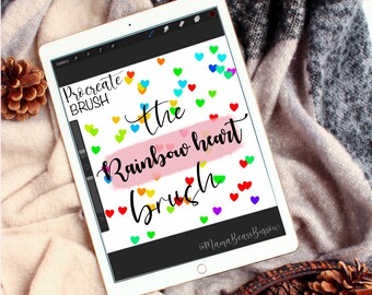 Rainbow Heart Brush, Procreate Brush, Procreate Accessories, iPad Art, Graphic Design, Digital Art, Graphic Arts