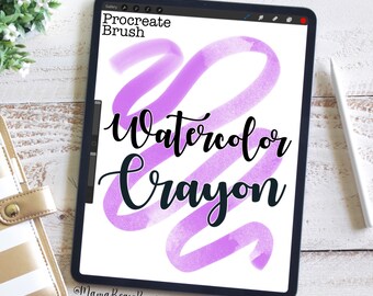 Watercolor Crayon Brush, Procreate Brush, Procreate Accessories, iPad Art, Graphic Design, Digital Art, Graphic Arts