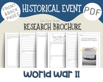 World War 2 Historical Event Research Brochure, History Research Project for Middle School Grades 6-8 or Homeschool