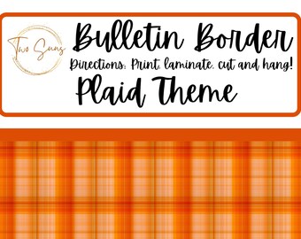 Orange Plaid Classroom Bulletin Border, Printable Bulletin Board Border | Digital Classroom Decor | 8.5x11” PDF | Teacher Bulletin Trim