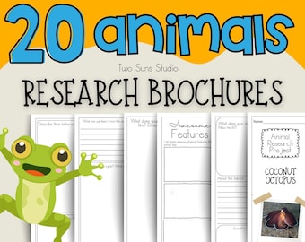 Bundle of 20 Animal Research Projects for Upper Elementary Grades, Includes Blank Template to Customize,