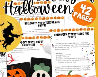 History of Halloween Lower Elementary 5 Day Study Unit, Halloween Worksheets and Crafts, Includes Answer Key
