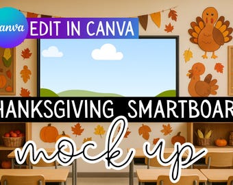 Thanksgiving Smart Board Mockup: Canva Drag-and-Drop Frame (Digital Download)