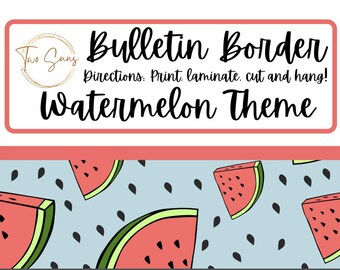 Watermelon Print Spring Summer Theme Bulletin Border, Bulletin Board Border, Printable Classroom Decorations, Printable Bulletin Border