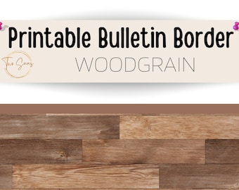 Woodgrain Print Bulletin Border, Printable Bulletin Board Border | Digital Classroom Decor | 8.5x11” PDF | Teacher Bulletin Trim