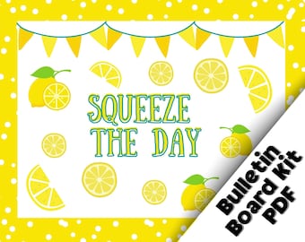 Squeeze the Day, Easy Bulletin Board Kits, Printable Bulletin Board Kit, Bulletin Board Decor, Printable Classroom Decorations, PDF Format