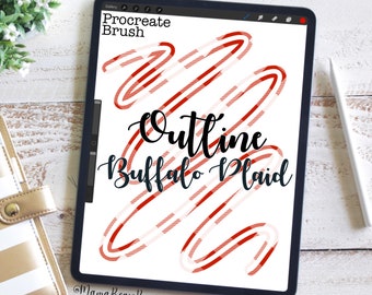 Outline Buffalo Plaid Brush, Procreate Brush, Procreate Accessories, iPad Art, Graphic Design, Digital Art, Graphic Arts