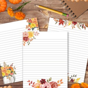 5 Seasonal Writing Papers, Lined Paper, Printable Stationery, Digital Download, Print at Home