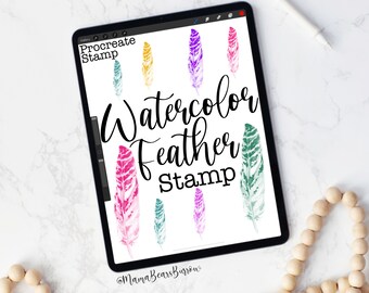 Watercolor Feather Stamp, Procreate Brush, Procreate Accessories, iPad Art, Graphic Design, Digital Art, Graphic Arts