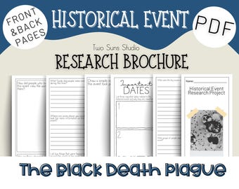The Black Death Plague Historical Event Research Brochure, History Research Project for Middle School Grades 6-8 or Homeschool
