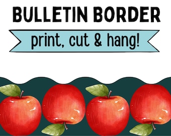 Fall Apples Bulletin Border, Print Cut & Hang, Bulletin Board Border, Modern Classroom,  Printable Classroom Decorations, Bulletin Decor