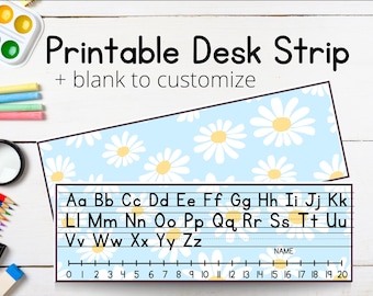 Boho Desk Strip with Alphabet, Number Line and Name, Classroom Resources, Elementary, Primary School, Printable Classroom Decorations